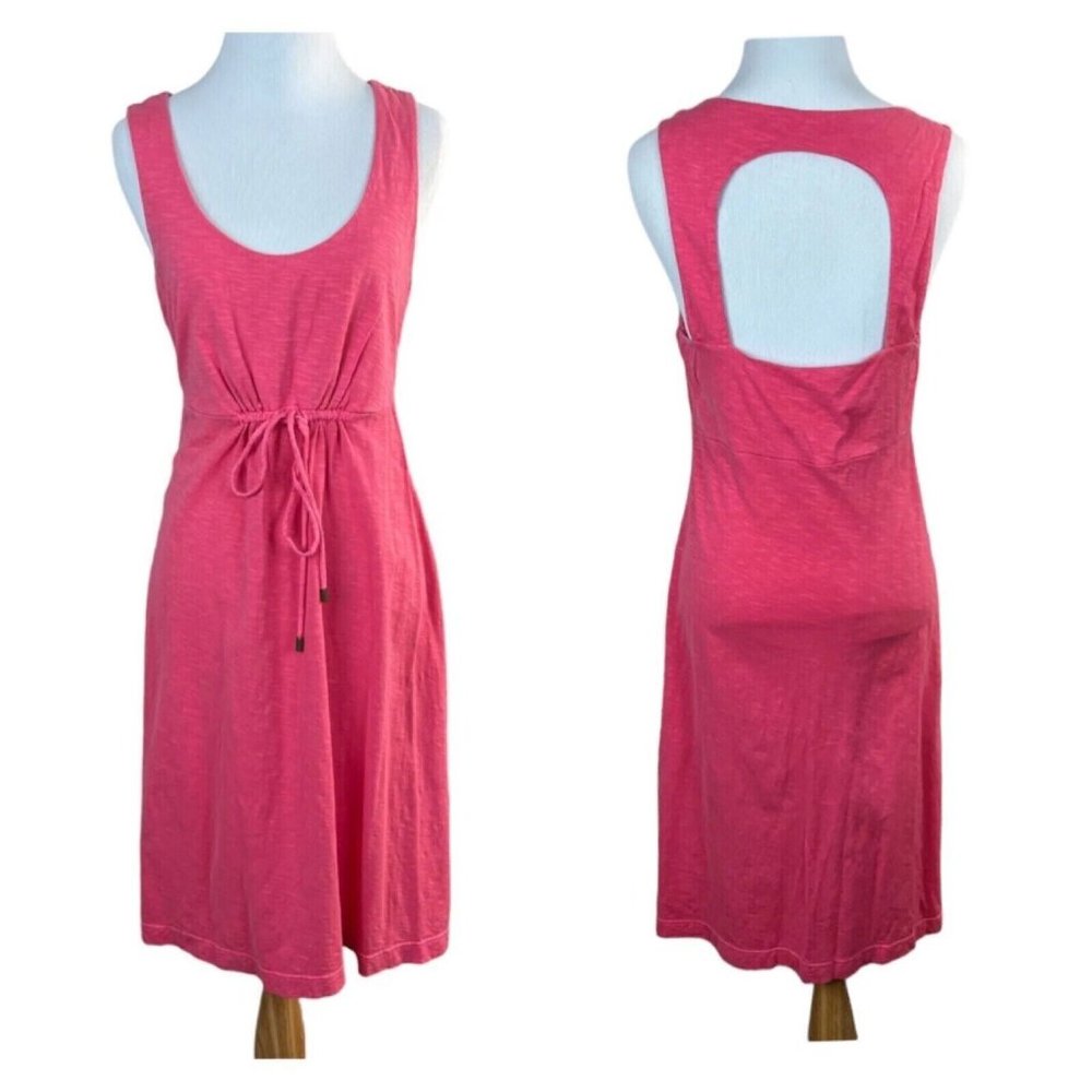 Tommy Bahama Dress Women Small Pink Scoop Neck Sleeveless Drawstring Knee Length